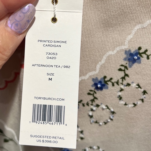 Tory Burch Cream Floral Embroidered Cardigan - Picture 9 of 14
